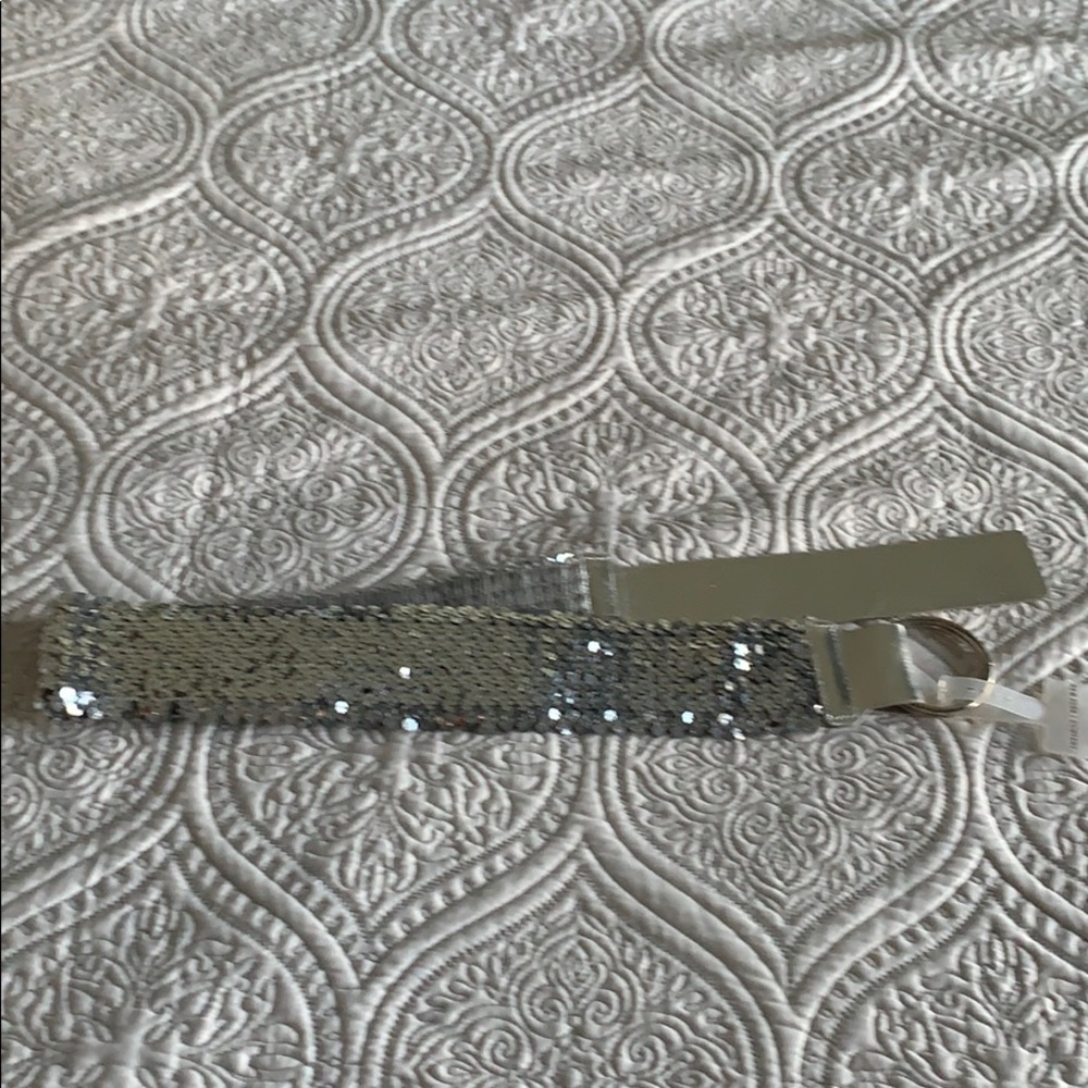 Silver Sequin Stretch Belt L/XL